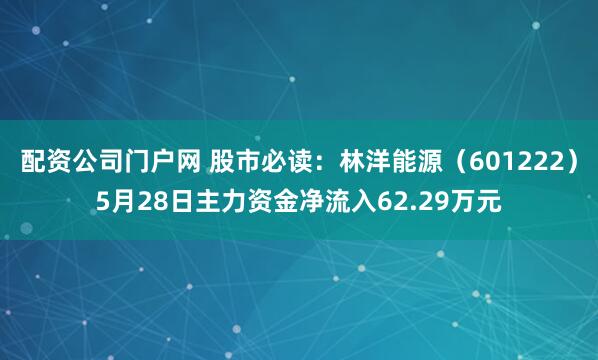 配资公司门户网 股市必读：林洋能源（601222）5月28日主力资金净流入62.29万元