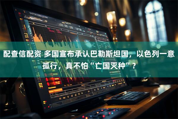 配查信配资 多国宣布承认巴勒斯坦国，以色列一意孤行，真不怕“亡国灭种”？